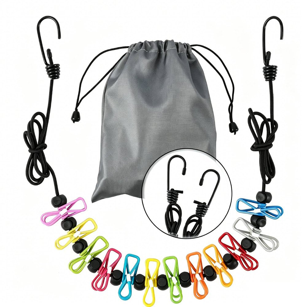 Retractable Travel Clothesline, Portable Elastic Drying Line with Clips and Pouch for Camp product photo