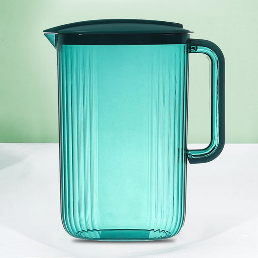 Acrylic Pitcher with Lid, 2-Quart Shatterproof Outdoor Drink Dispenser, Ribbed Teal  product photo