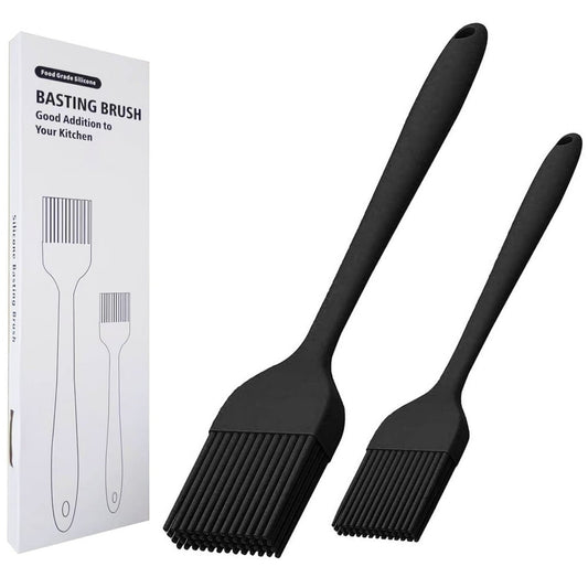 Silicone Basting Brush Set, 2-Pack Heat-Resistant BBQ Grill Sauce Mops, Black  product photo