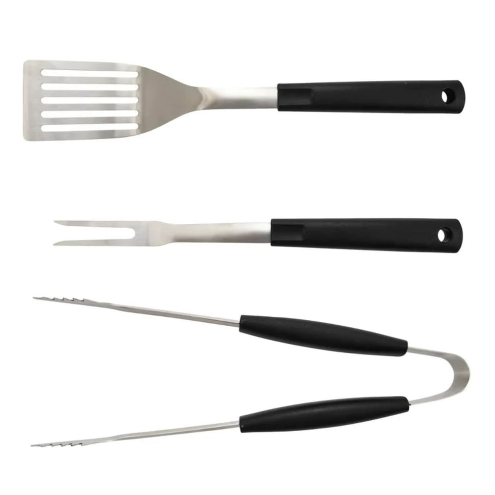 BBQ Grill Tool Set, 3-Piece Stainless Steel Spatula Tongs and Fork with Soft-Grip Handles  product photo