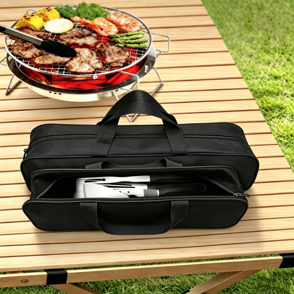 BBQ Grilling Tool Kit with Carry Bag, Portable Stainless Steel Spatula and Tongs Set for Outdoor Cookouts  product photo
