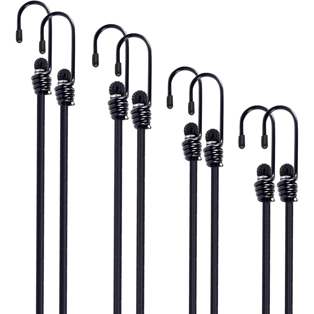 Bungee Cord Set, 12-Piece Assorted Lengths with Metal Hooks for Camp Tarps  product photo