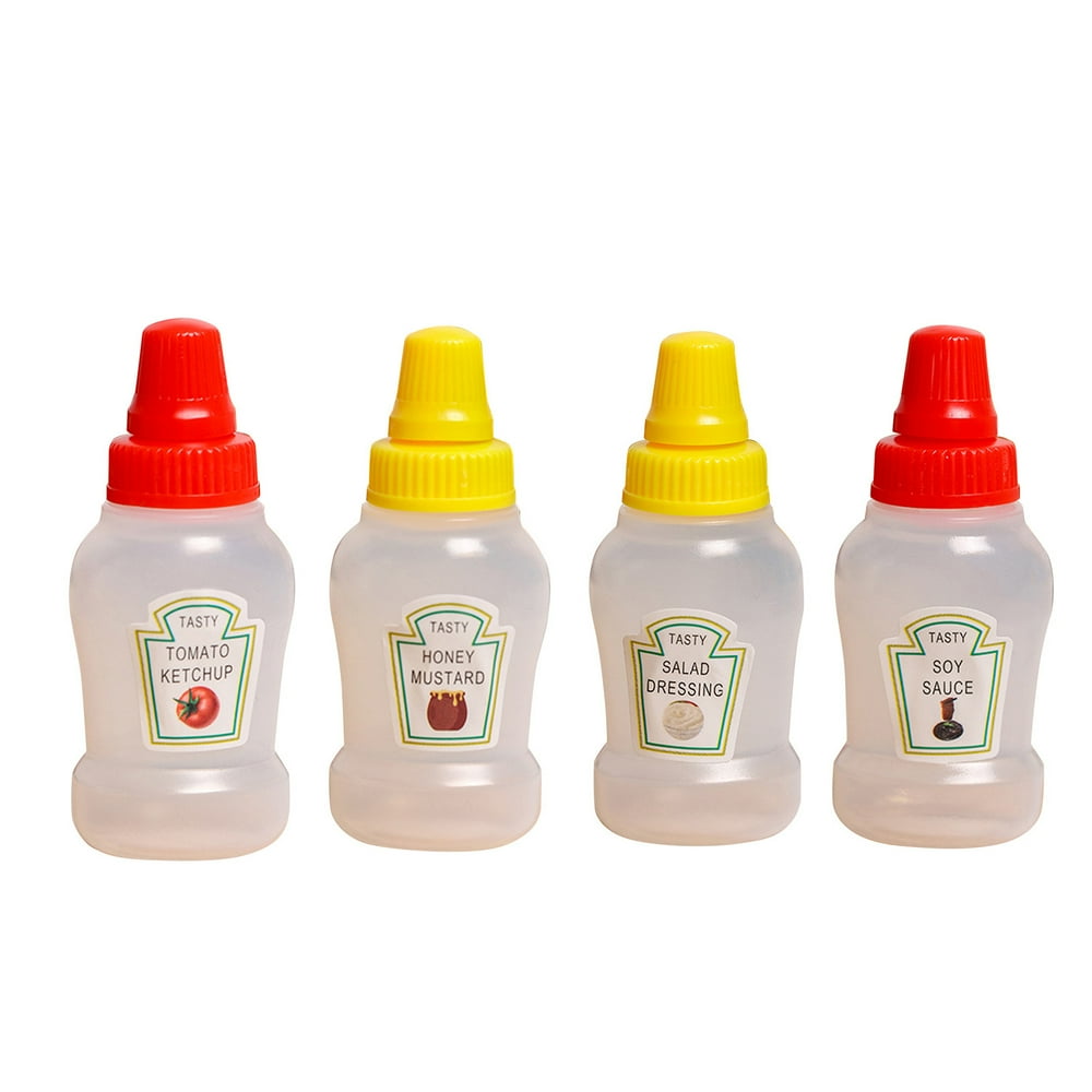 Refillable Condiment Squeeze Bottles, Set of 4 Mini Sauce Dispensers for BBQ and Picnics  product photo