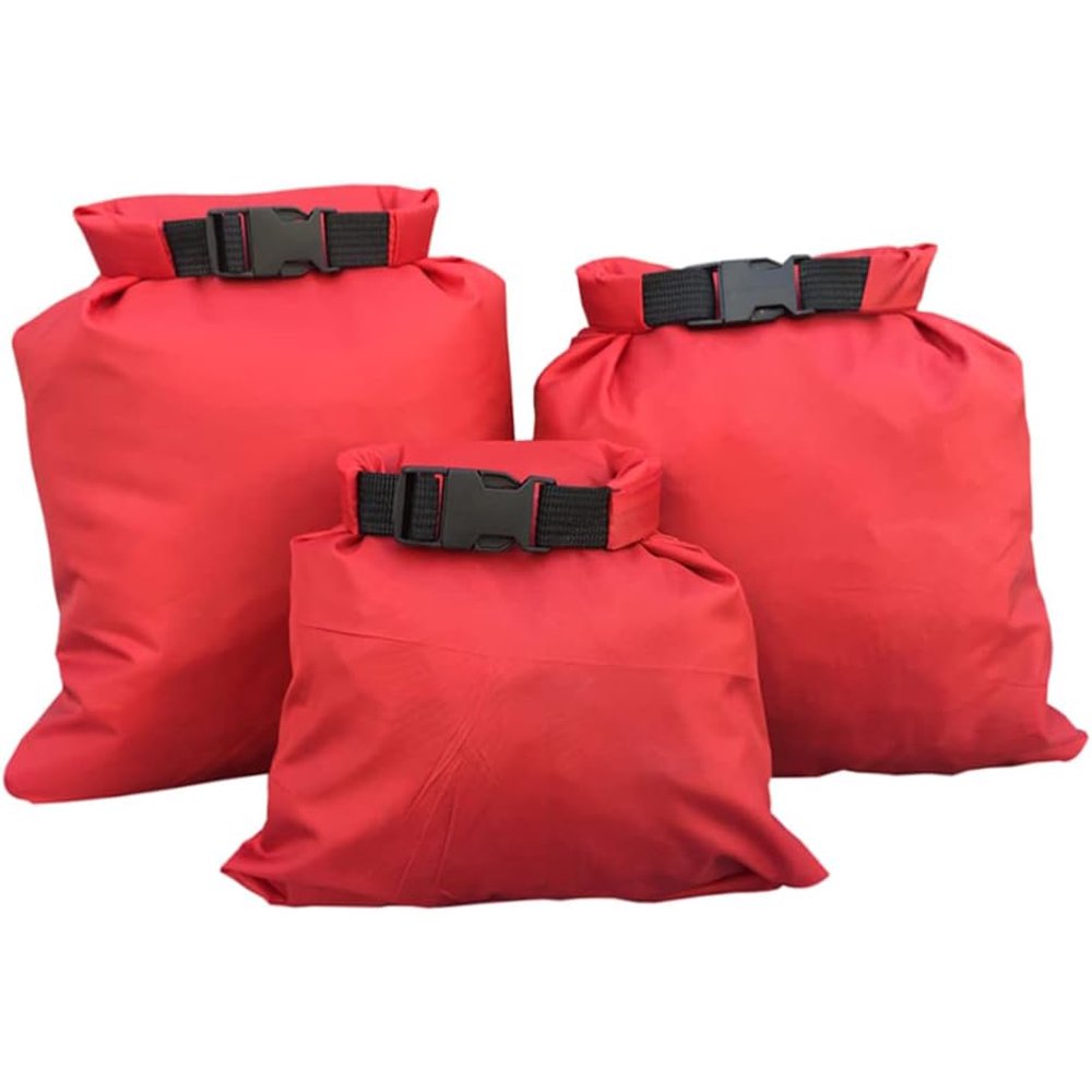 Waterproof Dry Bag Set, 3-Pack Red Roll-Top Sacks for Camp, Beach & Kayak Storage  product photo