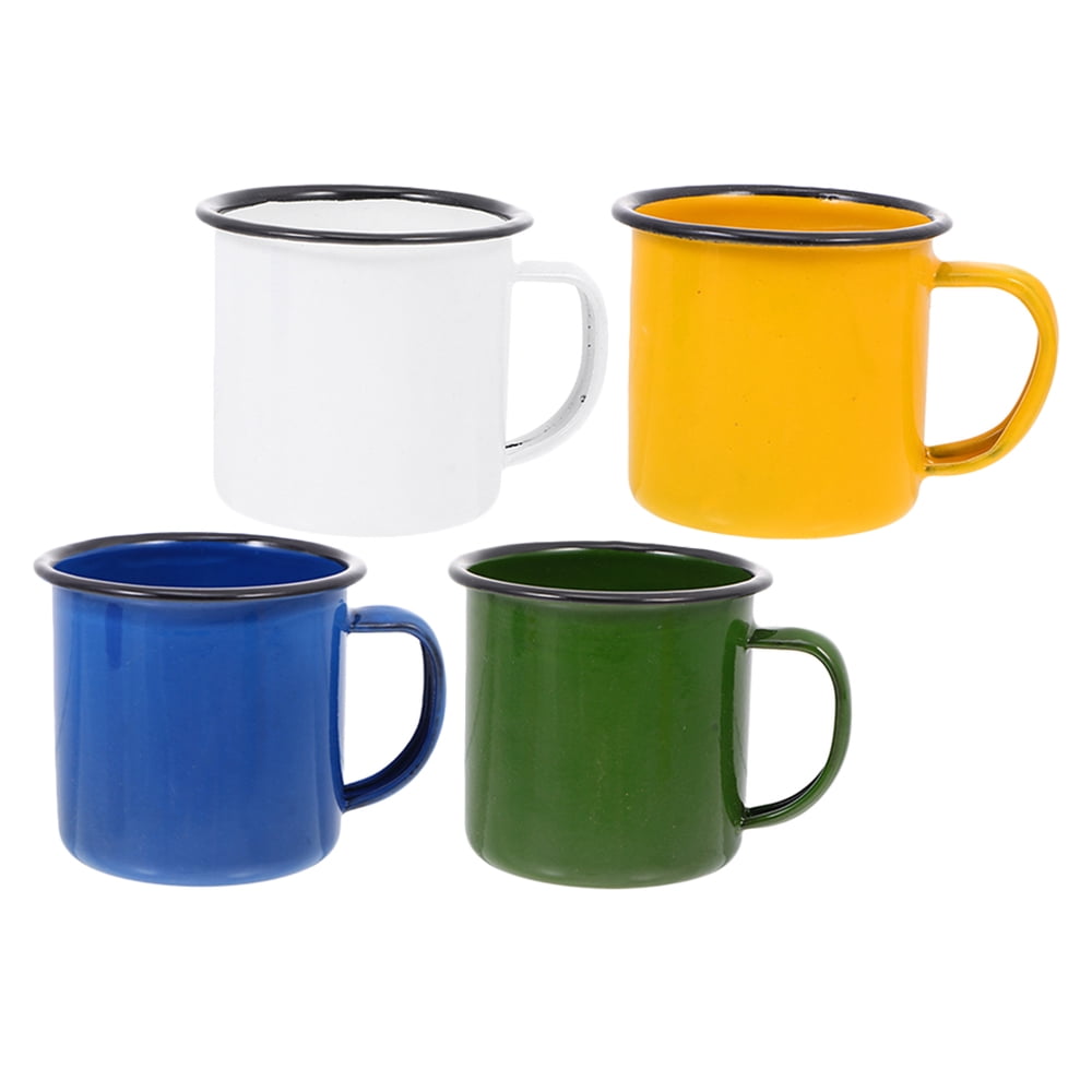 Enamel Camping Mugs, Set of 4 Rustic 12 oz Cups in Assorted Colors with Handles for Coffee and Outdoor Use  product photo