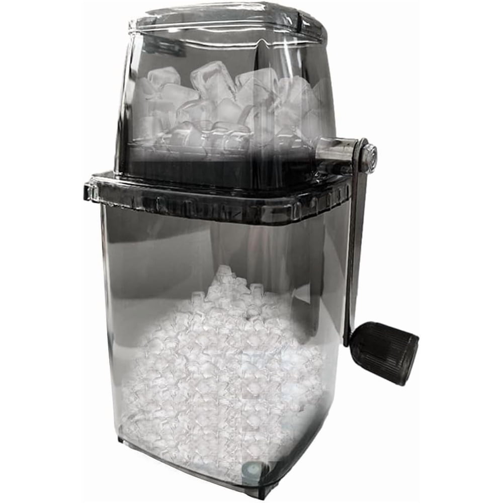 Manual Ice Crusher, Hand-Crank, Clear & Black, for Crushed Ice, Cocktails & Outdoor Bar Service  product photo