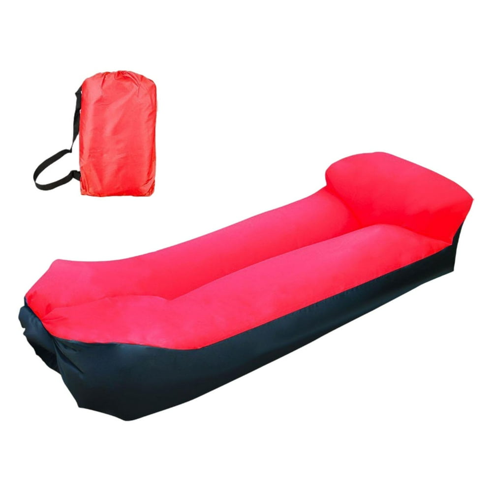 Inflatable Lounge Chair, Portable Red and Black Air Sofa with Carry Bag for Picnics and Beach  product photo