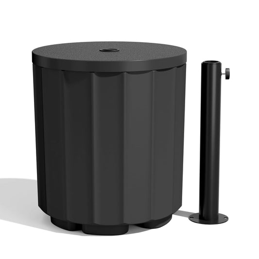 Folding Outdoor Side Table with Umbrella Hole, Portable Picnic Drink Stand, Black  product photo