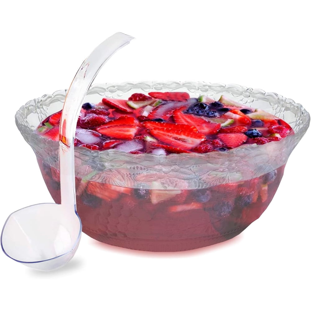 Shatterproof Acrylic Punch Bowl Set with Ladle, Clear Outdoor Party Beverage and Sangria Server  product photo