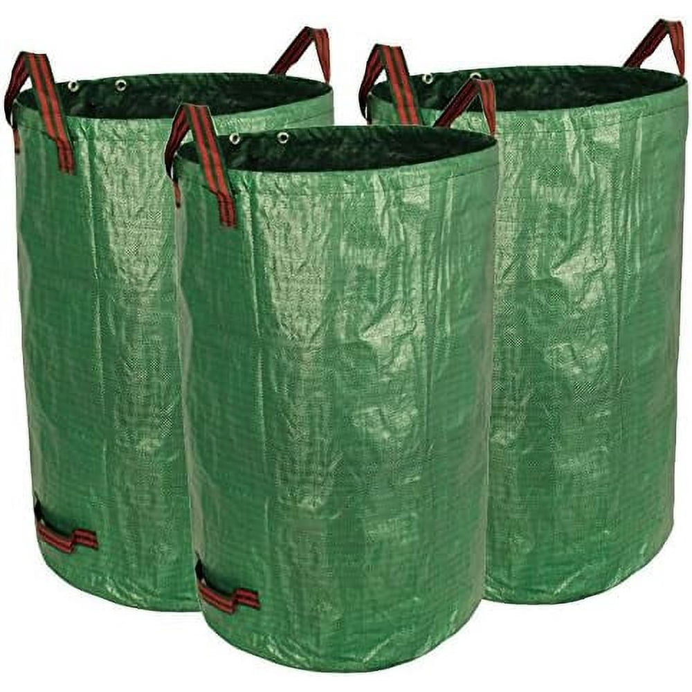 Collapsible Reusable Yard Waste Bags, Set of 3 Green Heavy-Duty Sorting Sacks with Handles for Camp and Garden  product photo