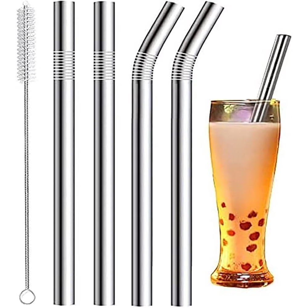 Reusable Straws, Set of 8 Stainless Steel Straight and Bent Outdoor Drinkware Straws with Brush  product photo