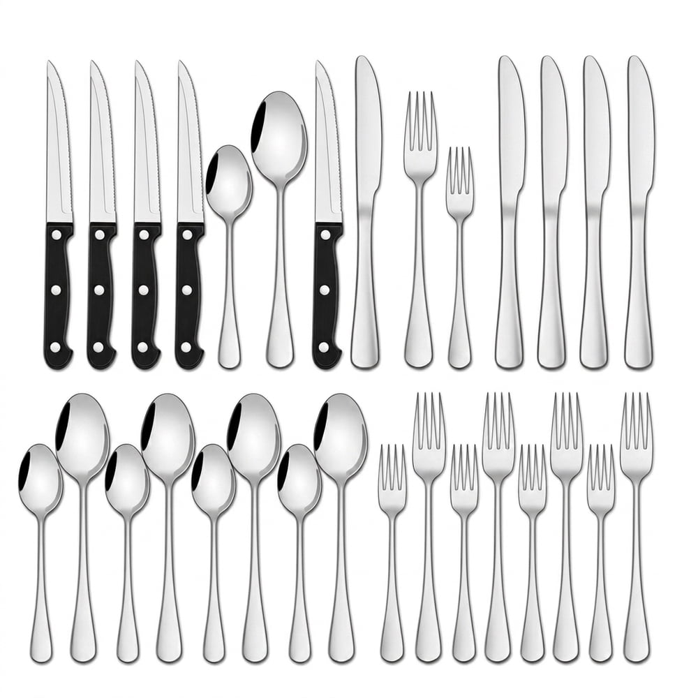 Stainless Steel Flatware Set, 24-Piece Service for 6 Outdoor Dining Cutlery with Steak Knives  product photo