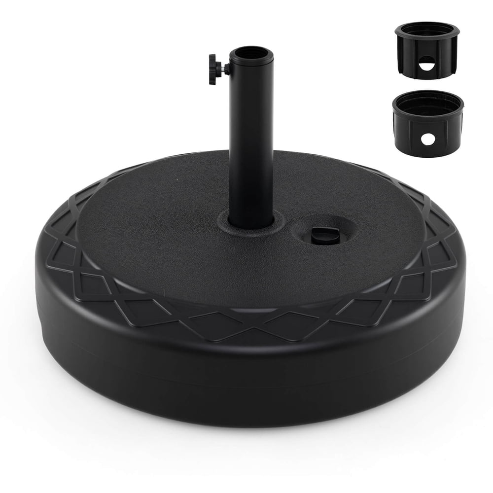 Portable Fillable Umbrella Base Stand, Outdoor Beach & Patio Pole Holder with Adapters, Black  product photo
