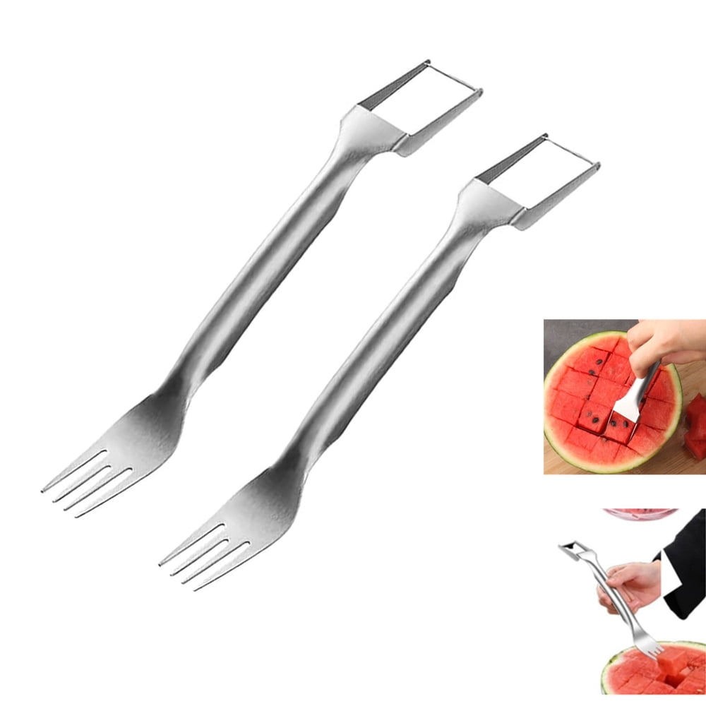 Watermelon Slicer & Cutter, Stainless Steel Fruit Server with Fork End, 2-Piece Outdoor Prep Tool  product photo